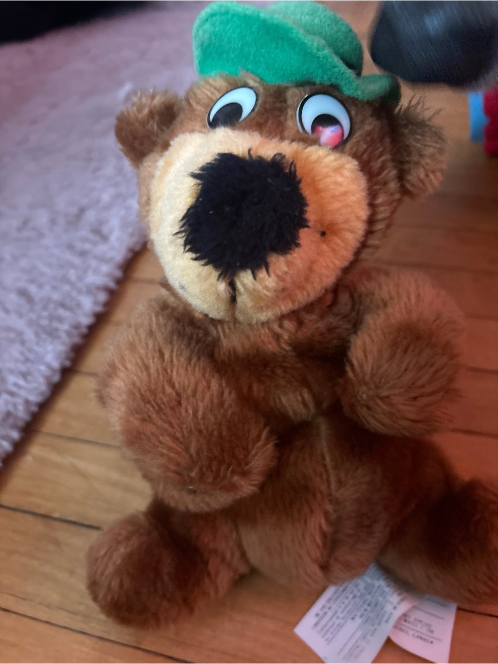 Vintage 1980 Mighty Star Yogi Bear Plush Stuffed Animal with Green Hat